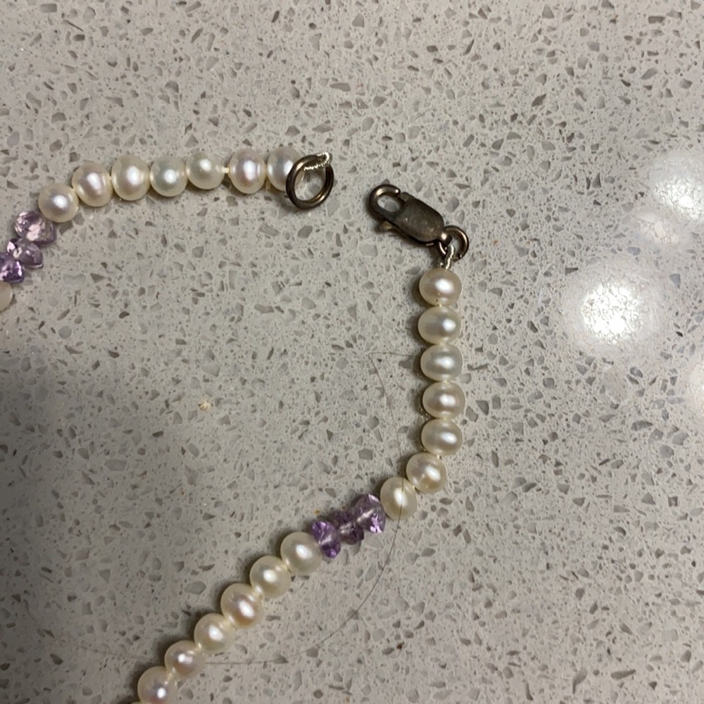 Cute amethyst and pearl choker. - Picture 4 of 6